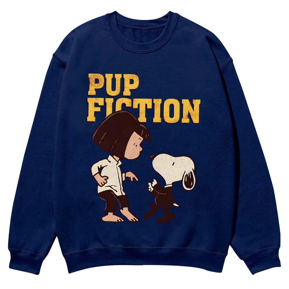 Peanuts Snoopy and Lucy "Pup Fiction" Casual Crewneck Sweatshirt