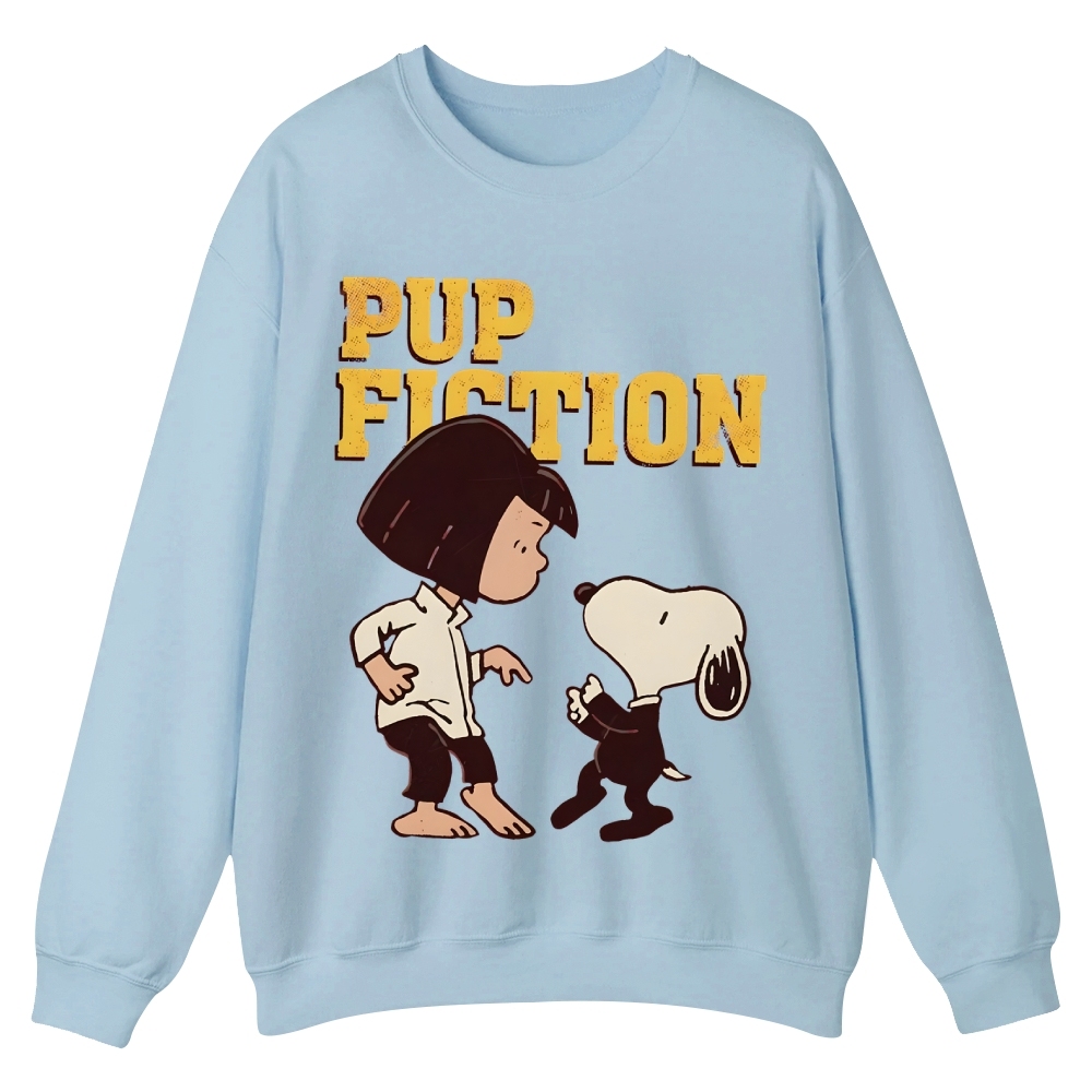 Peanuts Snoopy and Lucy "Pup Fiction" Casual Crewneck Sweatshirt