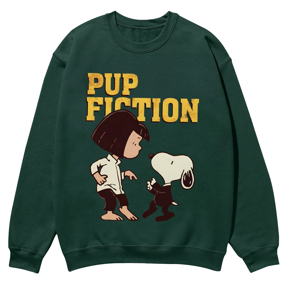 Peanuts Snoopy and Lucy "Pup Fiction" Casual Crewneck Sweatshirt