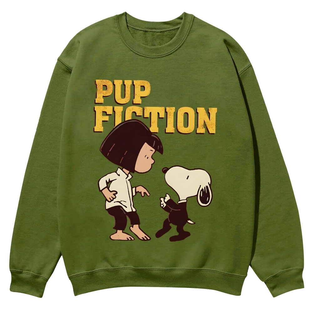 Peanuts Snoopy and Lucy "Pup Fiction" Casual Crewneck Sweatshirt