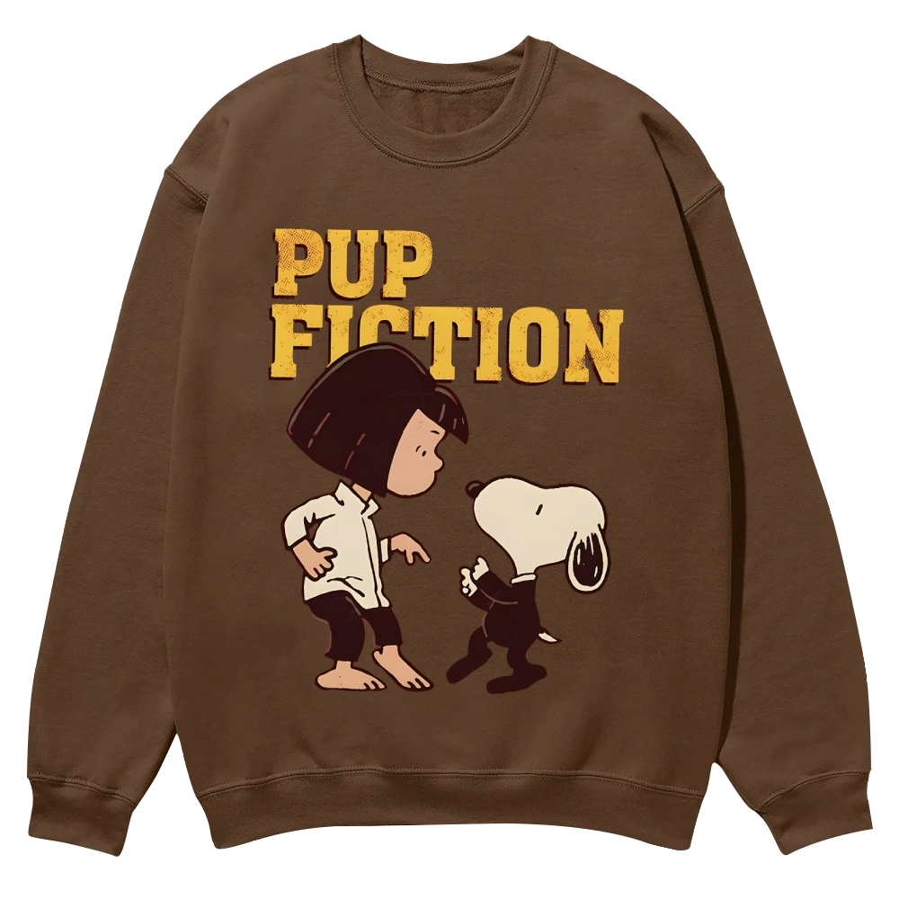 Peanuts Snoopy and Lucy "Pup Fiction" Casual Crewneck Sweatshirt