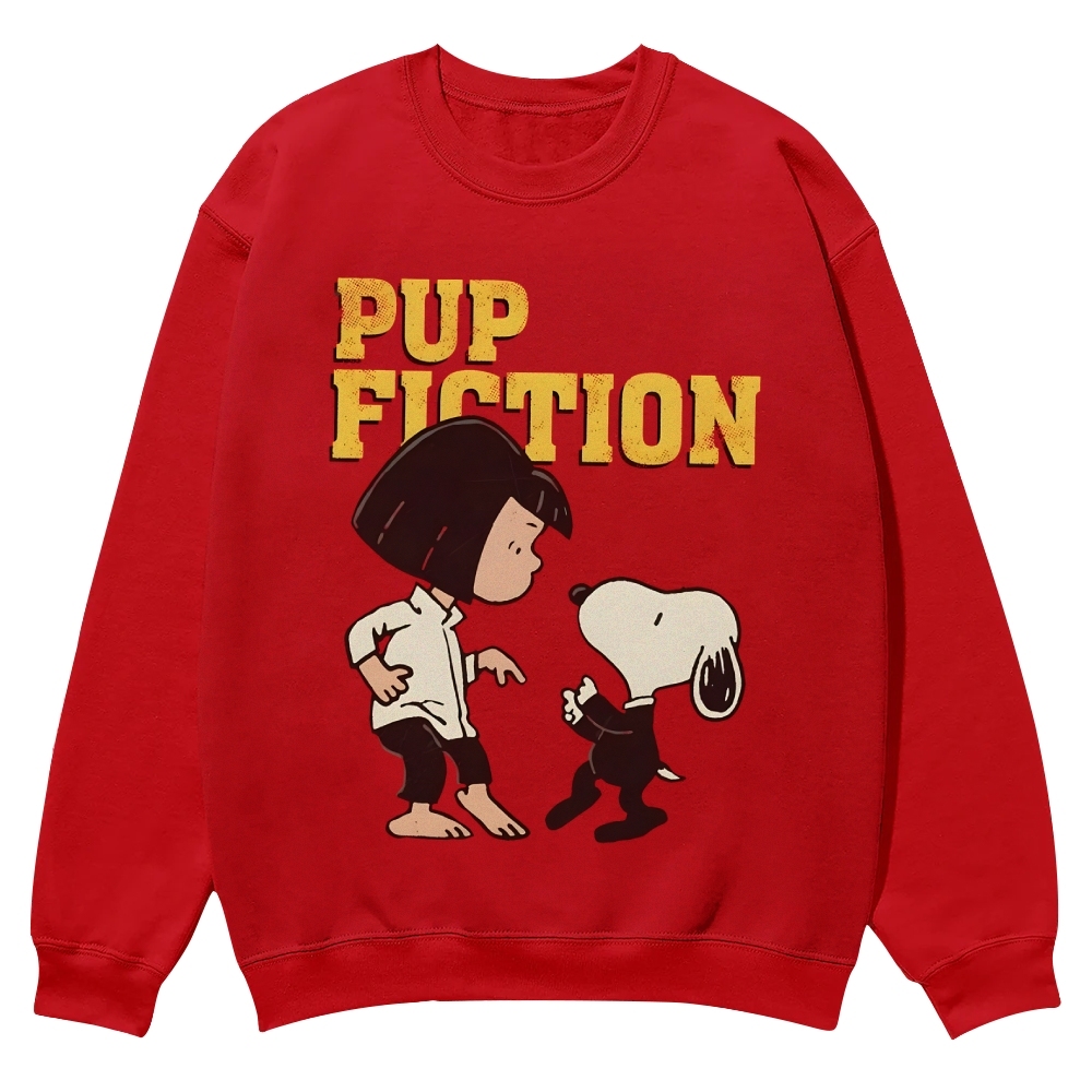 Peanuts Snoopy and Lucy "Pup Fiction" Casual Crewneck Sweatshirt