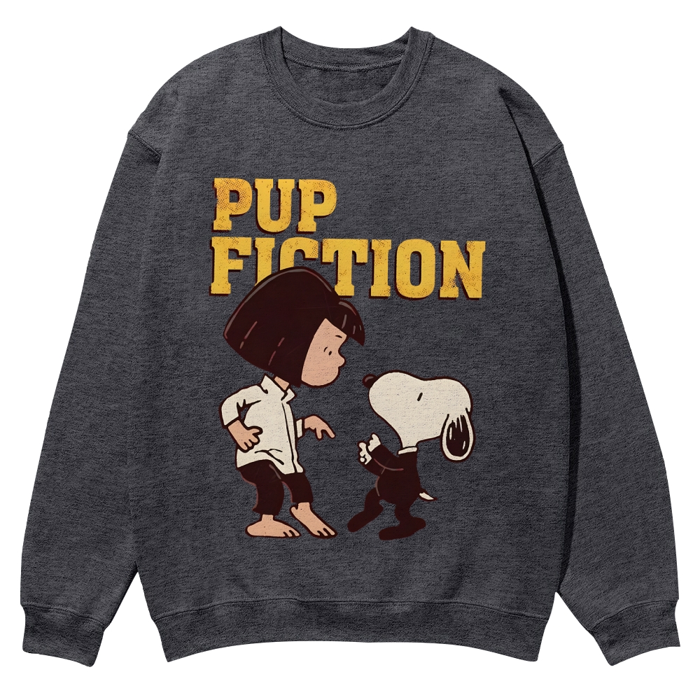 Peanuts Snoopy and Lucy "Pup Fiction" Casual Crewneck Sweatshirt