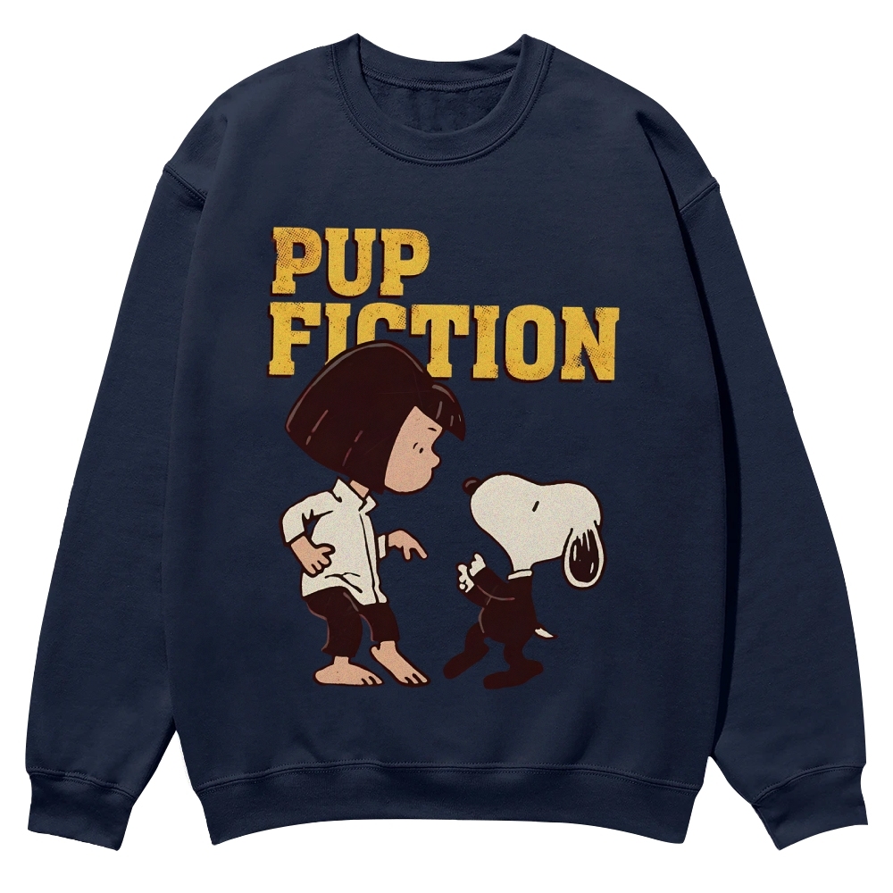 Peanuts Snoopy and Lucy "Pup Fiction" Casual Crewneck Sweatshirt