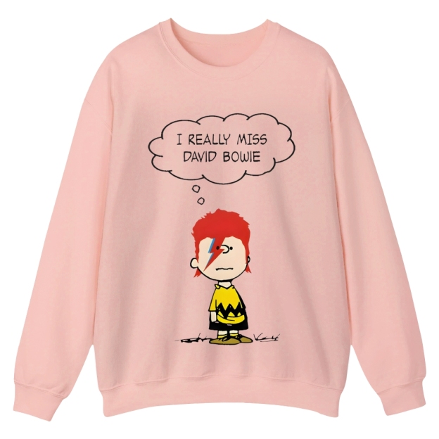 I really miss David Bowie，Charliebrown Casual Crewneck Sweatshirt