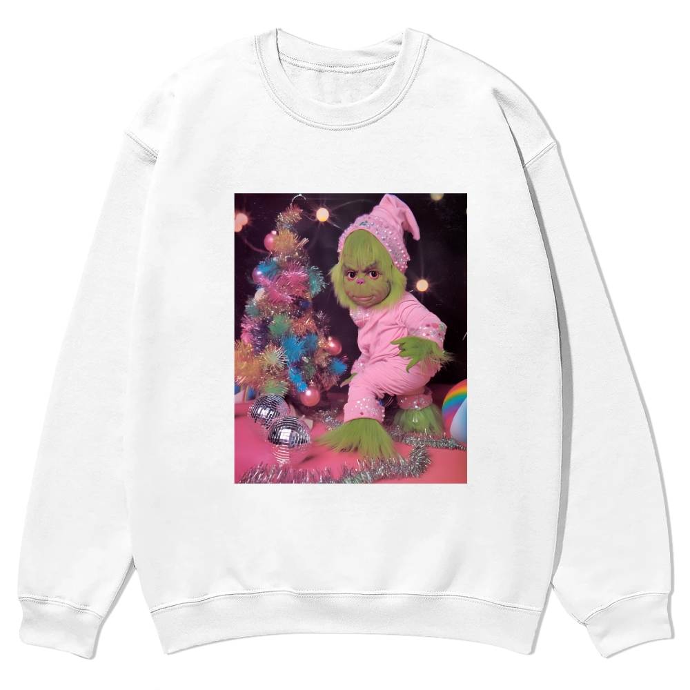 Grinch Baby in pink Casual Crewneck Sweatshirt