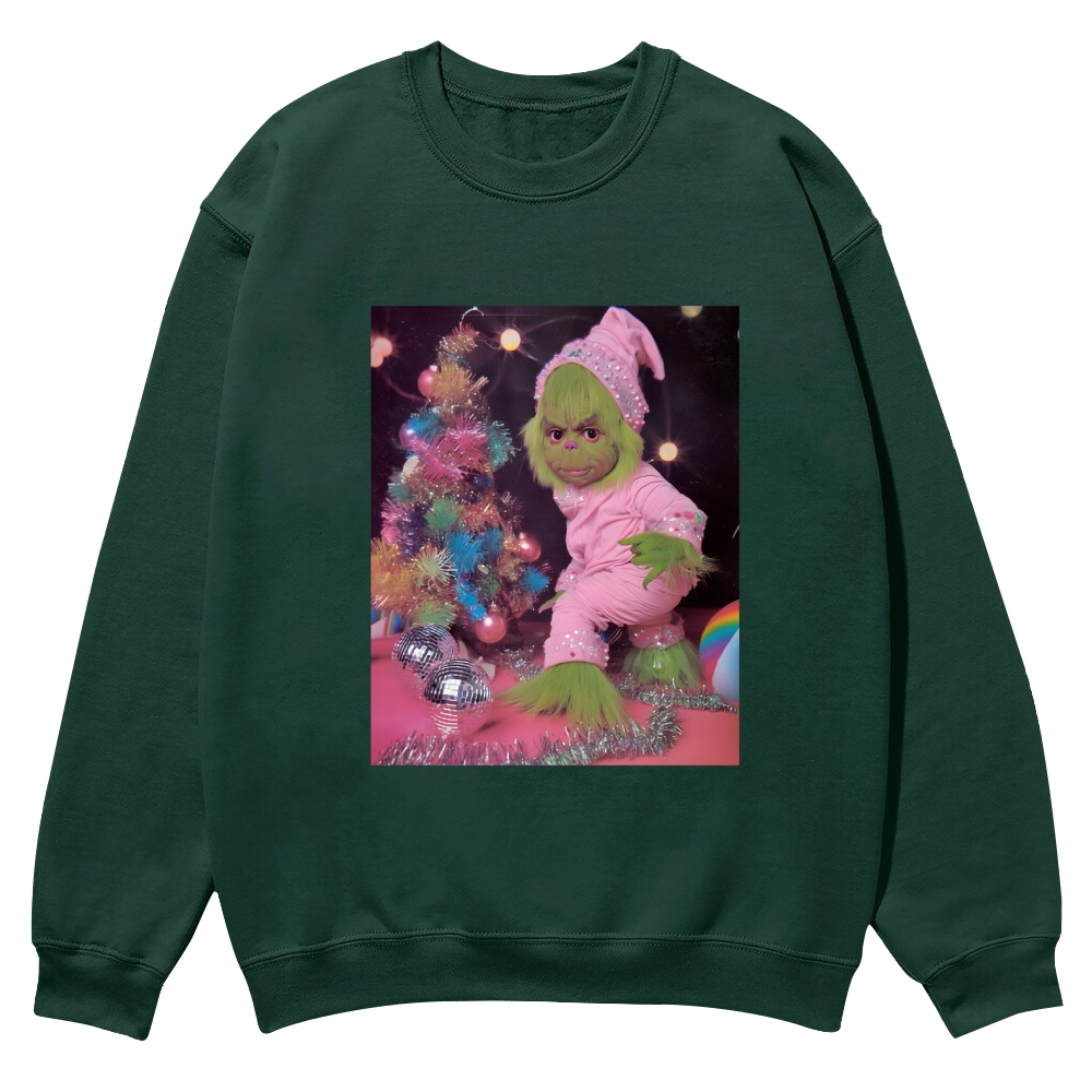 Grinch Baby in pink Casual Crewneck Sweatshirt