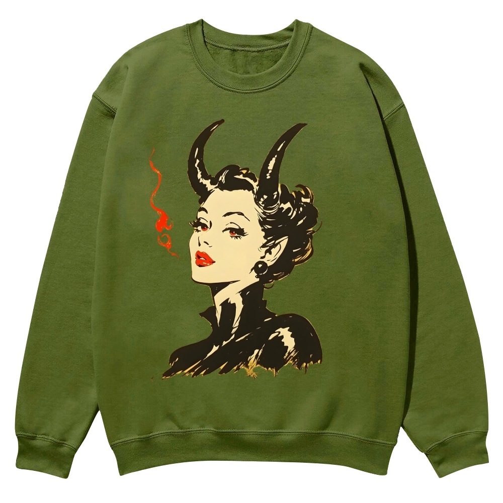 Devil Woman Casual Crewneck Sweatshirt