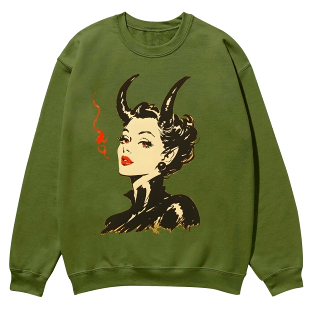 Devil Woman Casual Crewneck Sweatshirt