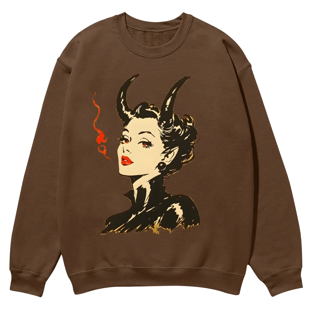Devil Woman Casual Crewneck Sweatshirt