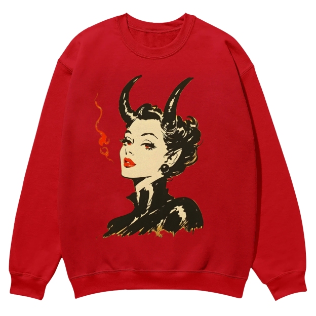 Devil Woman Casual Crewneck Sweatshirt