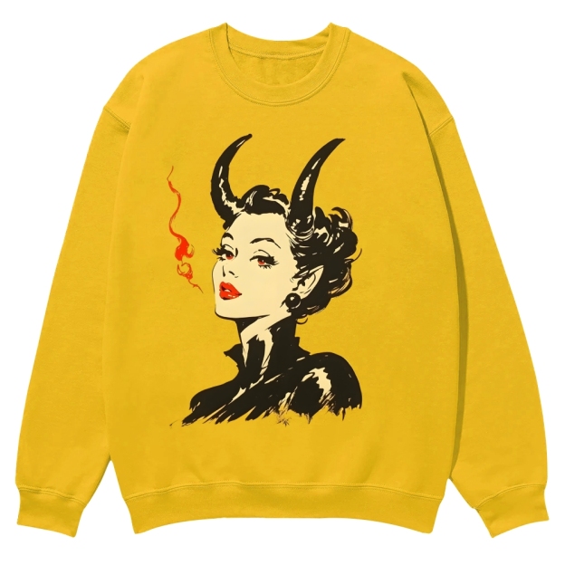 Devil Woman Casual Crewneck Sweatshirt