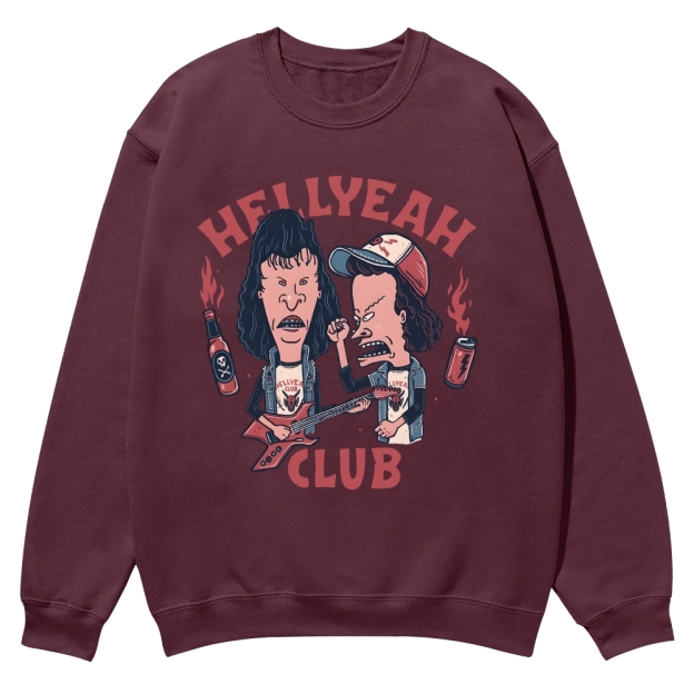 Retro Beavis und Butthead Hellyeah Club Casual Crewneck Sweatshirt