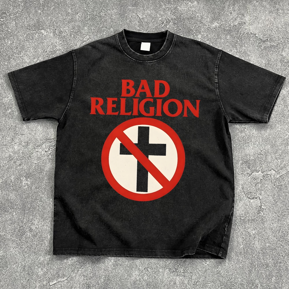  Bad Religion band "Crossbuster" Washed Oversize T-Shirt
