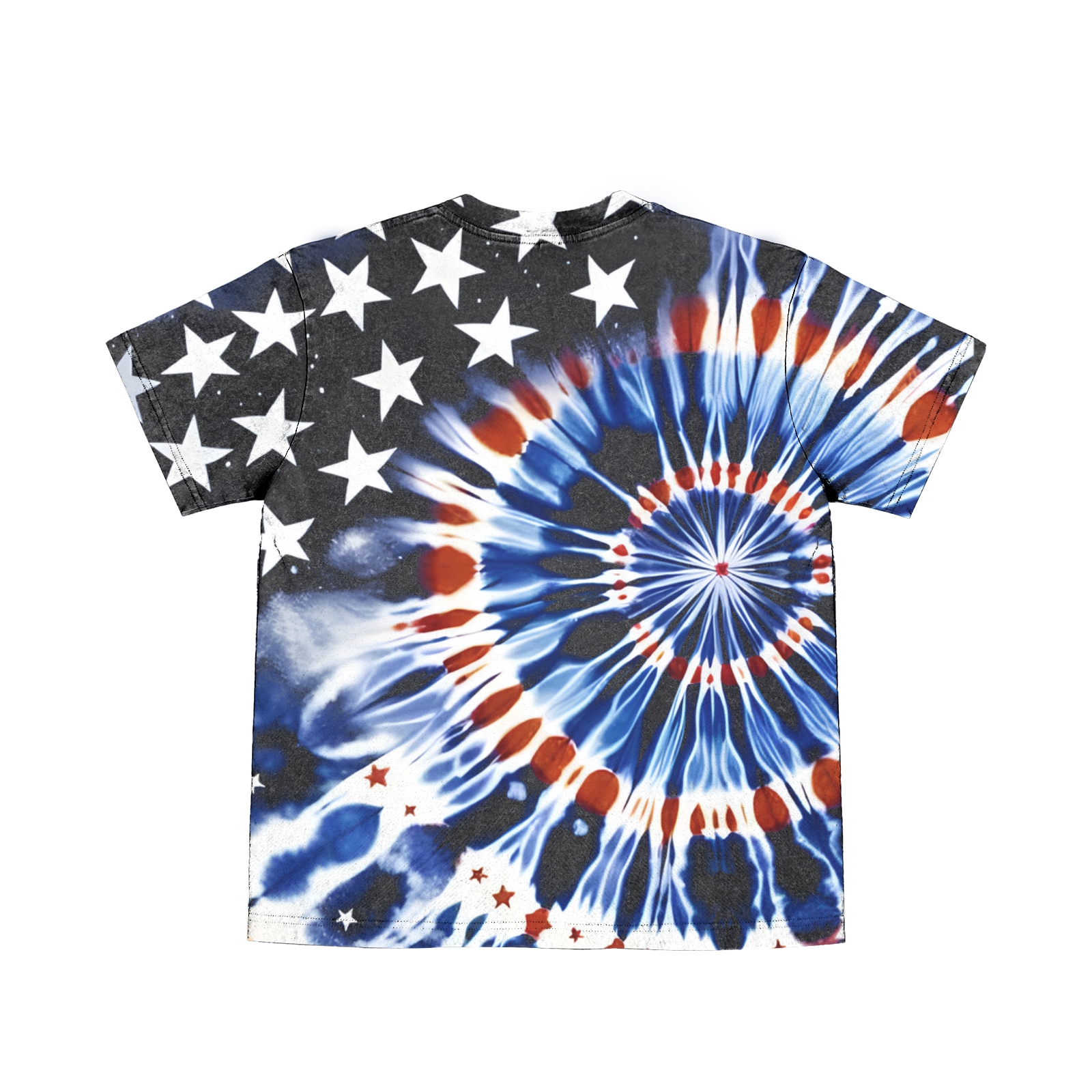 Patriotic Burst Star USA Flag Spiral America 250th Anniversary Tie Dye washed t shirt