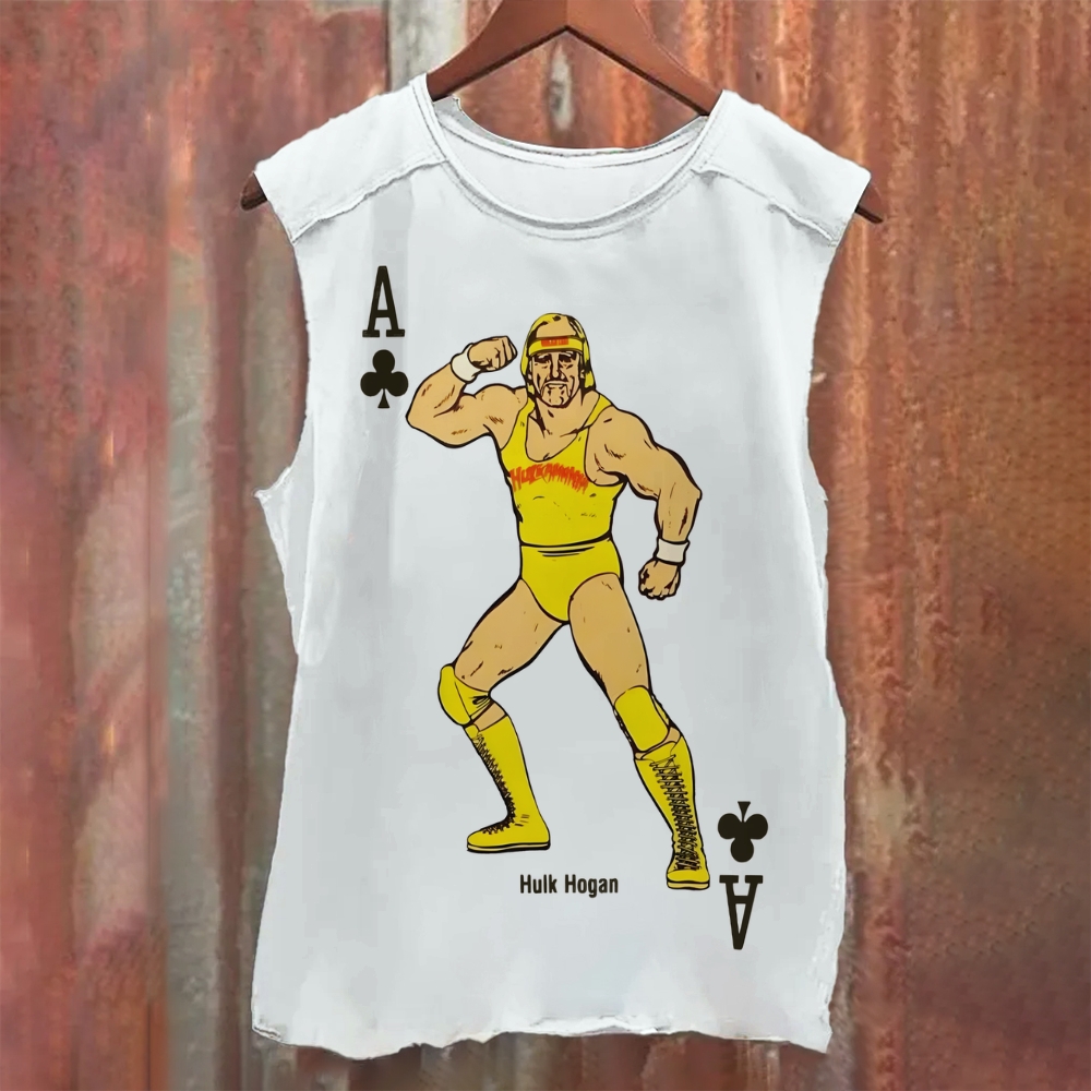 Hulk Hogan 1988 WWF Super Stars Playing Card Ace of Clubs Wrestling Unisex Casual Printed Tank Top