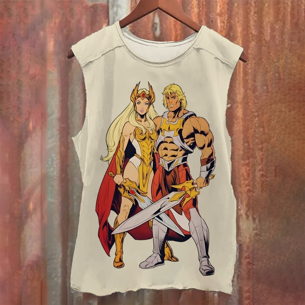 Vintage Masters Of The Universe He-Man & She-Ra Sword Hero Unisex Casual Printed Tank Top shera