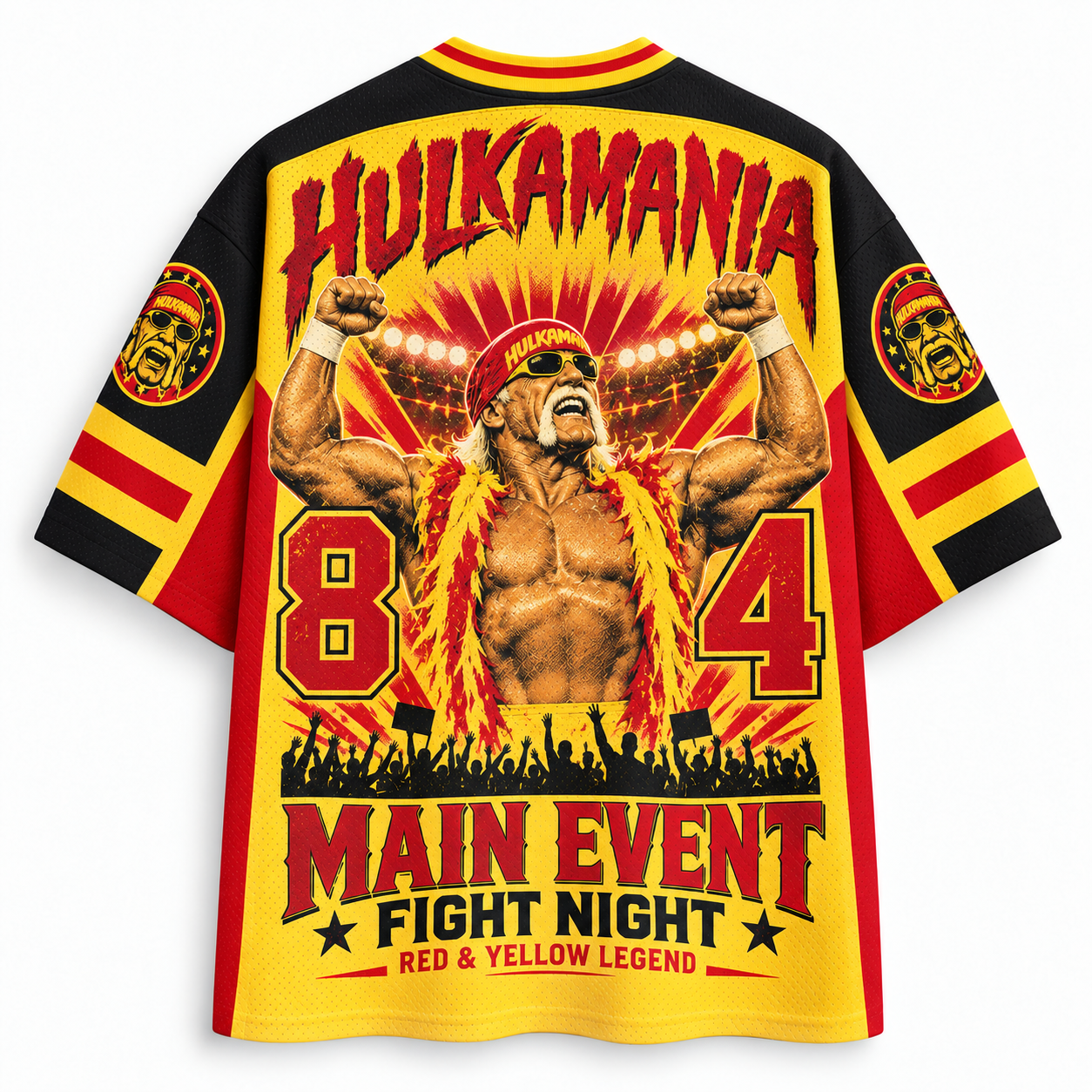Hulk Hogan Hulkamania Main Event Fight Night Retro Wrestling Jersey Shirts