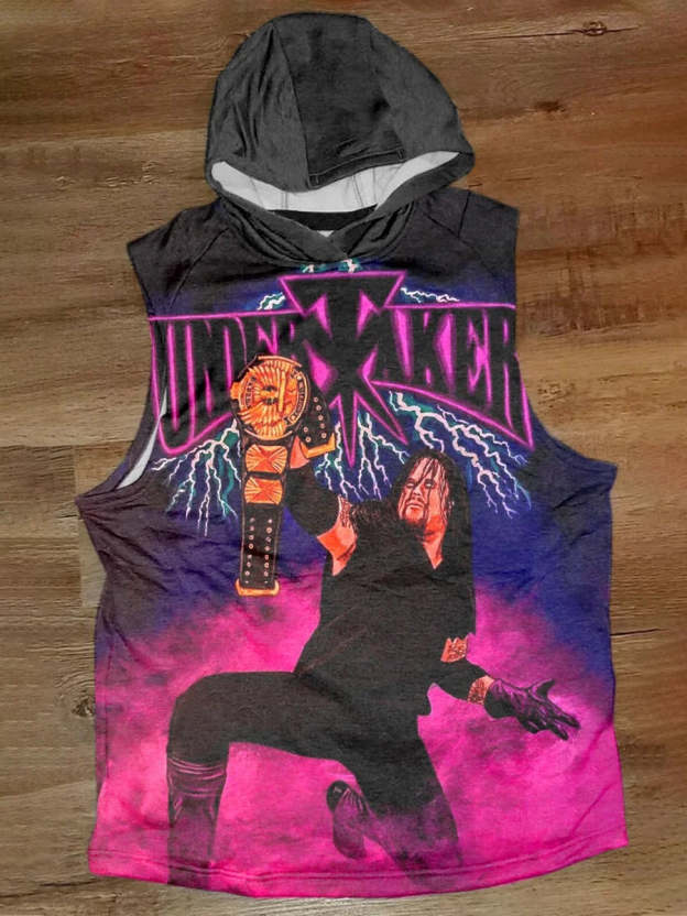 Unisex Retro Wrestling Art Illustration Printed Casual Tank Top