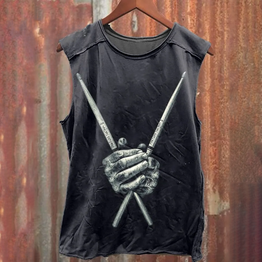 Unisex Retro Rock Music Art Graphic Print Casual Tank Top