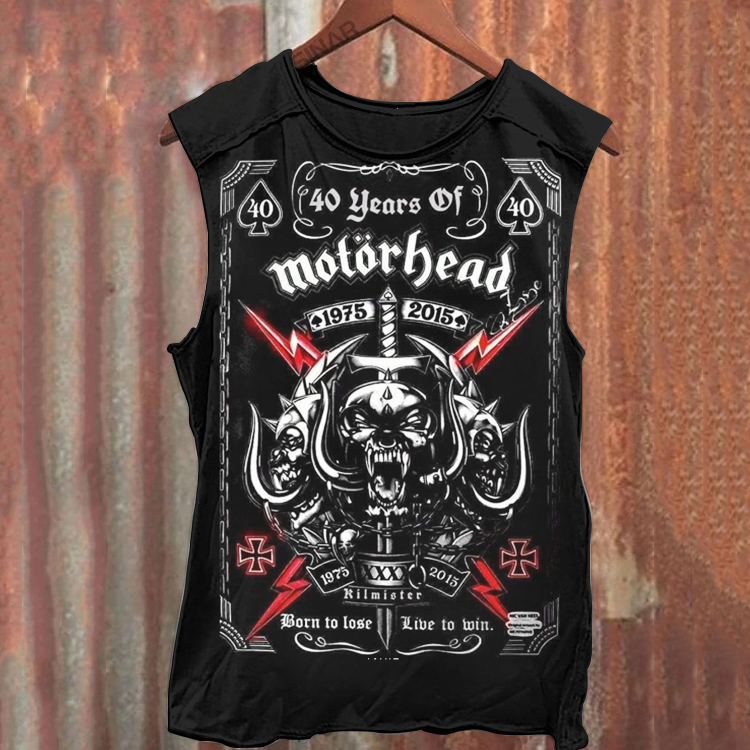 Men's Retro Motorhead Print Tank Top
