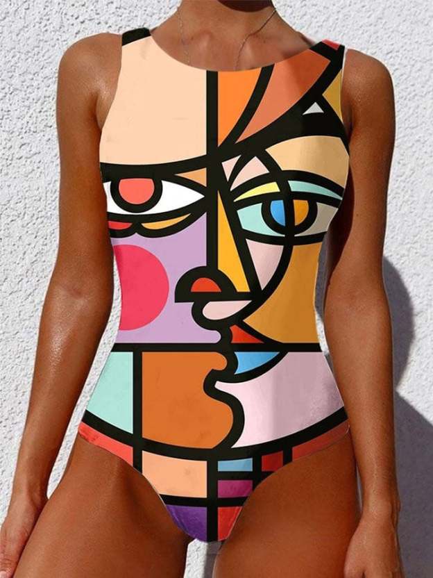 Pop Graffiti Print One Piece Swimsuit