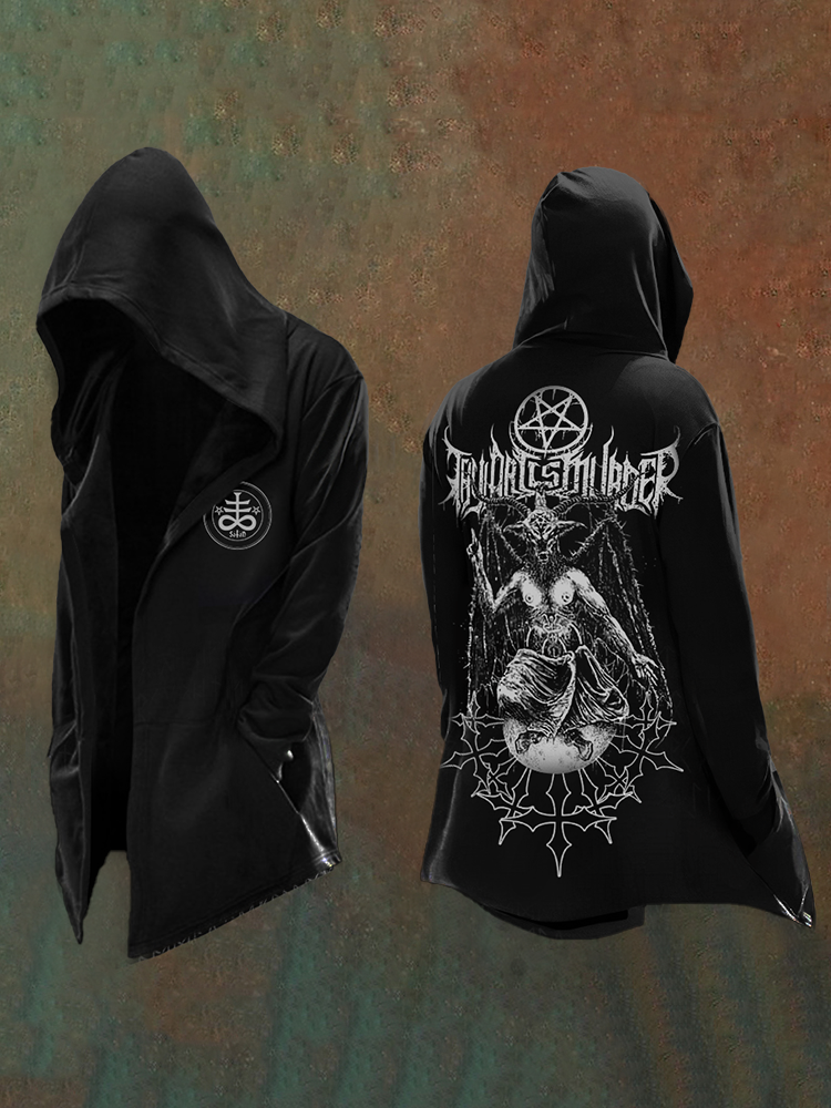 Men's Satanic Devil Baphomet Goat Casual Hooded Jacket