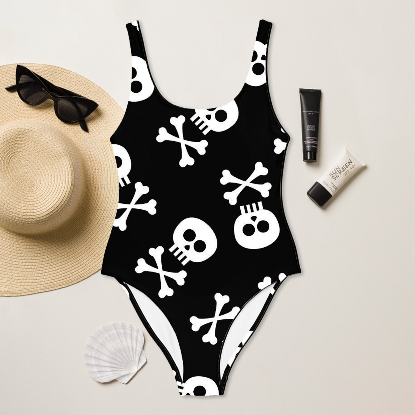 Skull Print Swimsuit one piece swimsuit