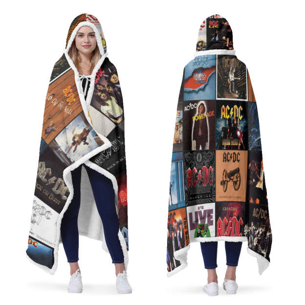 AC/DC Rock Band Album Covers Wearable Hooded Blanket
