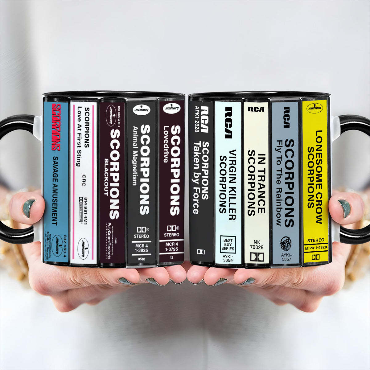 Scorpions Albums Cassette Collection Retro Accent Mug