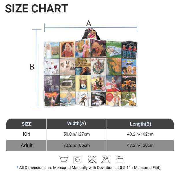 Dolly Parton Album Collage Wearable Hooded Blanket – Cozy Country Music Throw for Fans