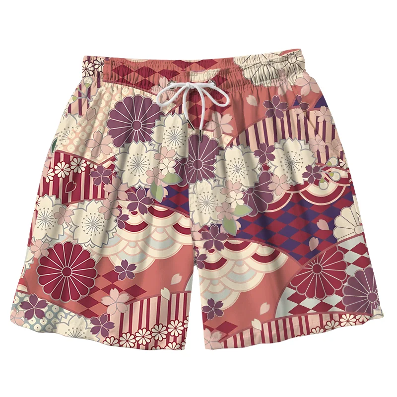  A Floral Fusion Aloha Mens Swim Trunks