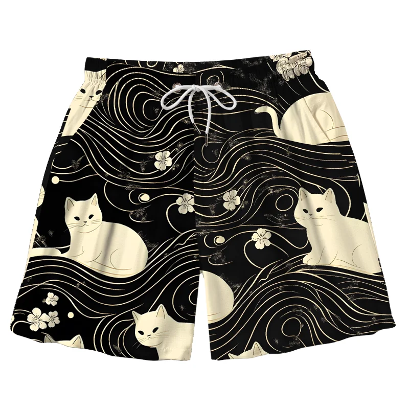  Mysterious Cat Aloha Mens Swim Trunks