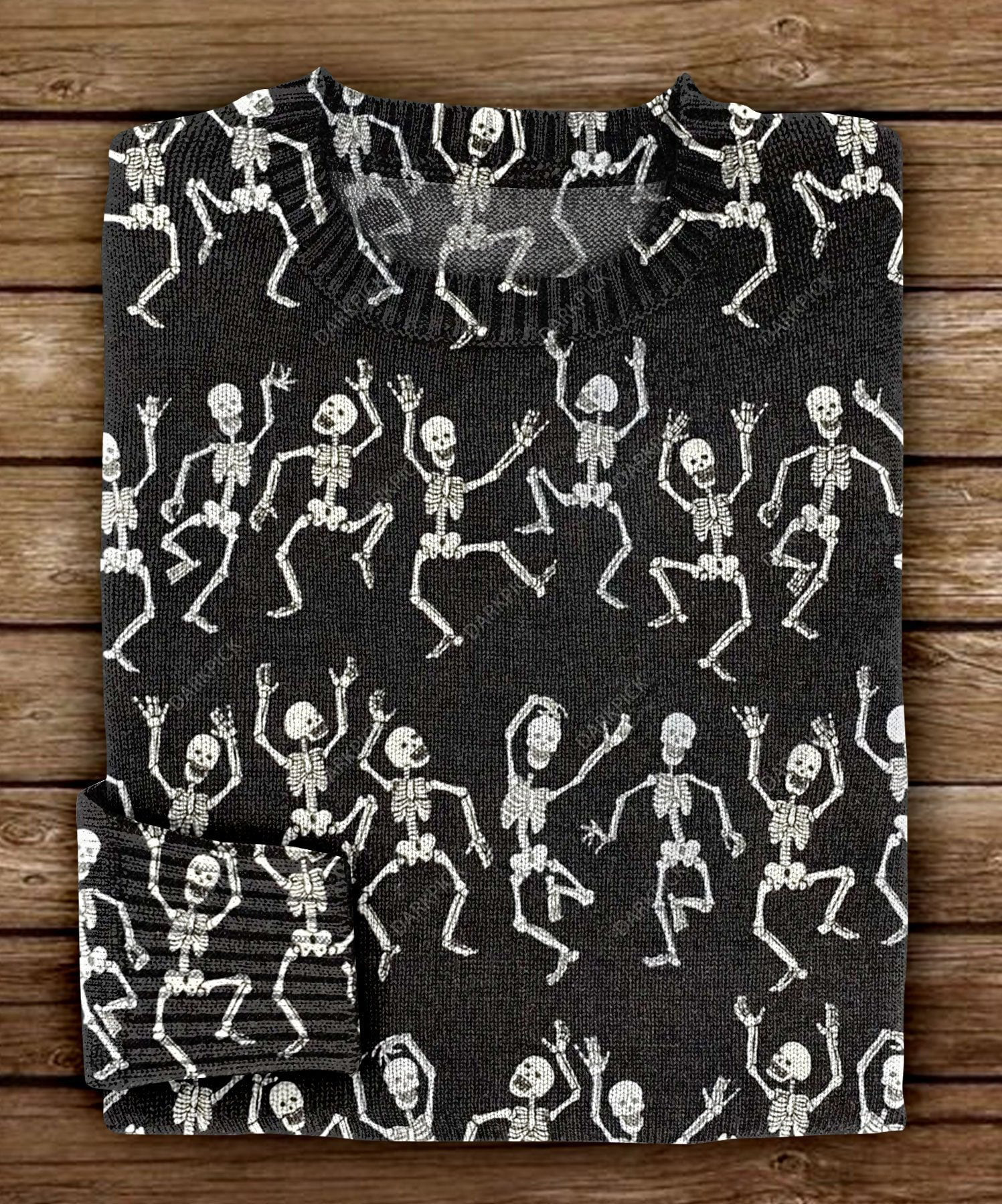 Dancing Skeletons Art Print Knit Pullover Sweater
