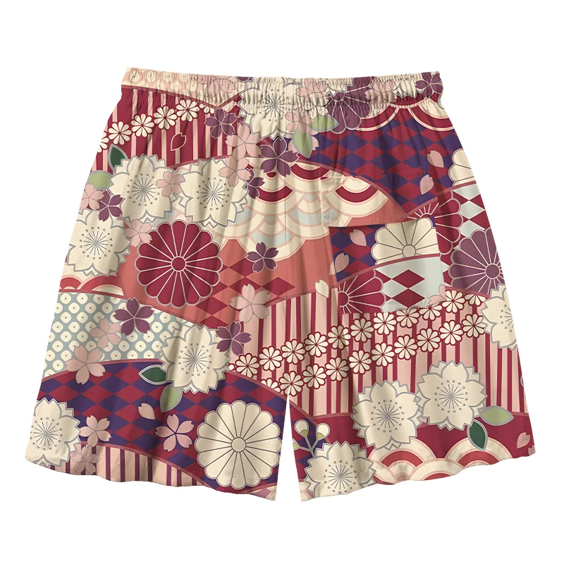  A Floral Fusion Aloha Mens Swim Trunks