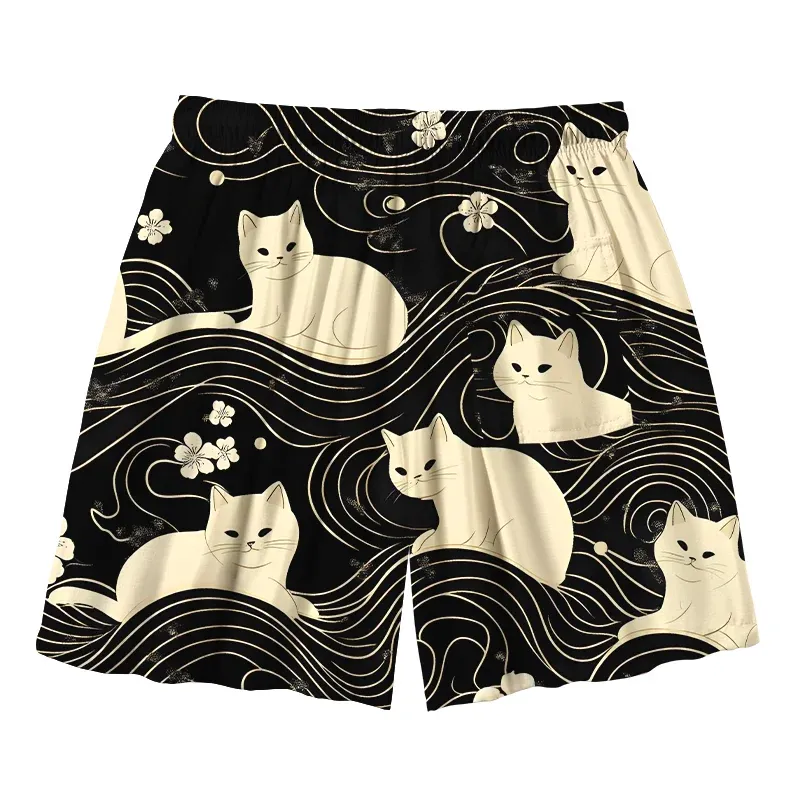  Mysterious Cat Aloha Mens Swim Trunks