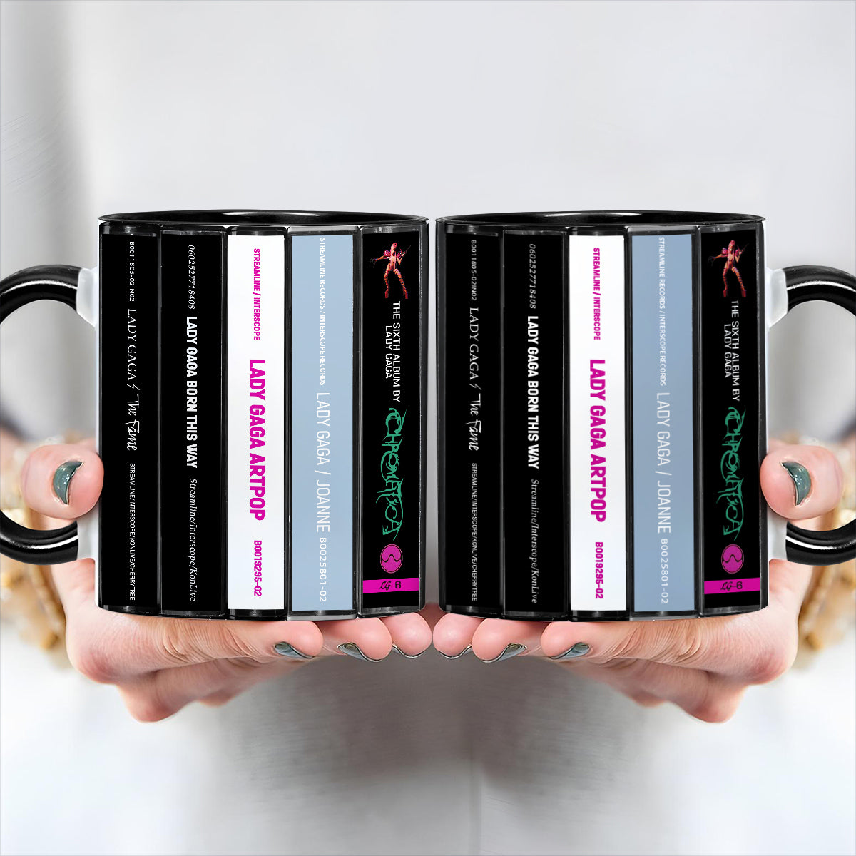 Lady Gaga Albums Cassette Collection Retro Accent Edge-to-Edge Printed Mug