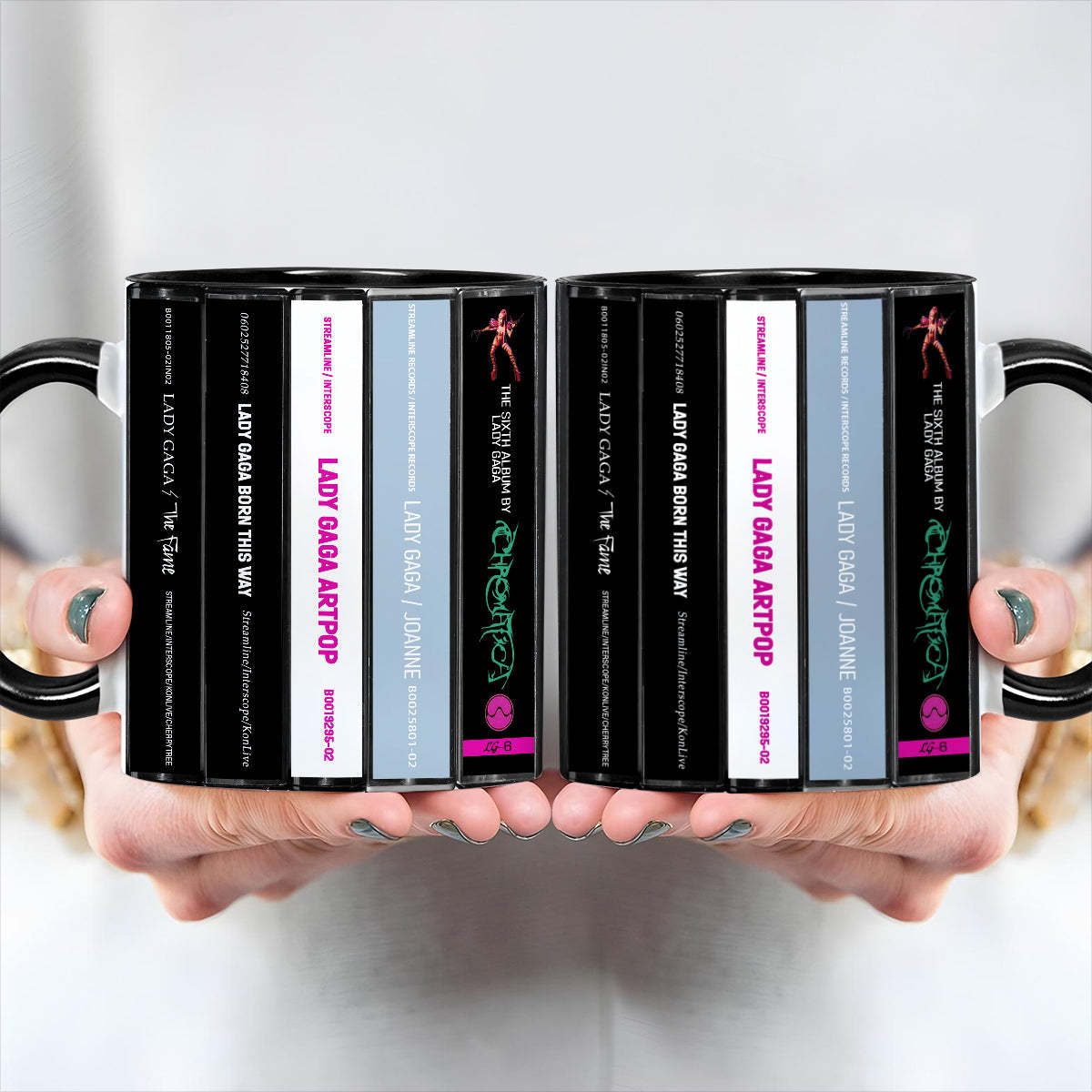 Lady Gaga Albums Cassette Collection Retro Accent Edge-to-Edge Printed Mug