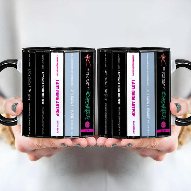 Lady Gaga Albums Cassette Collection Retro Accent Edge-to-Edge Printed Mug