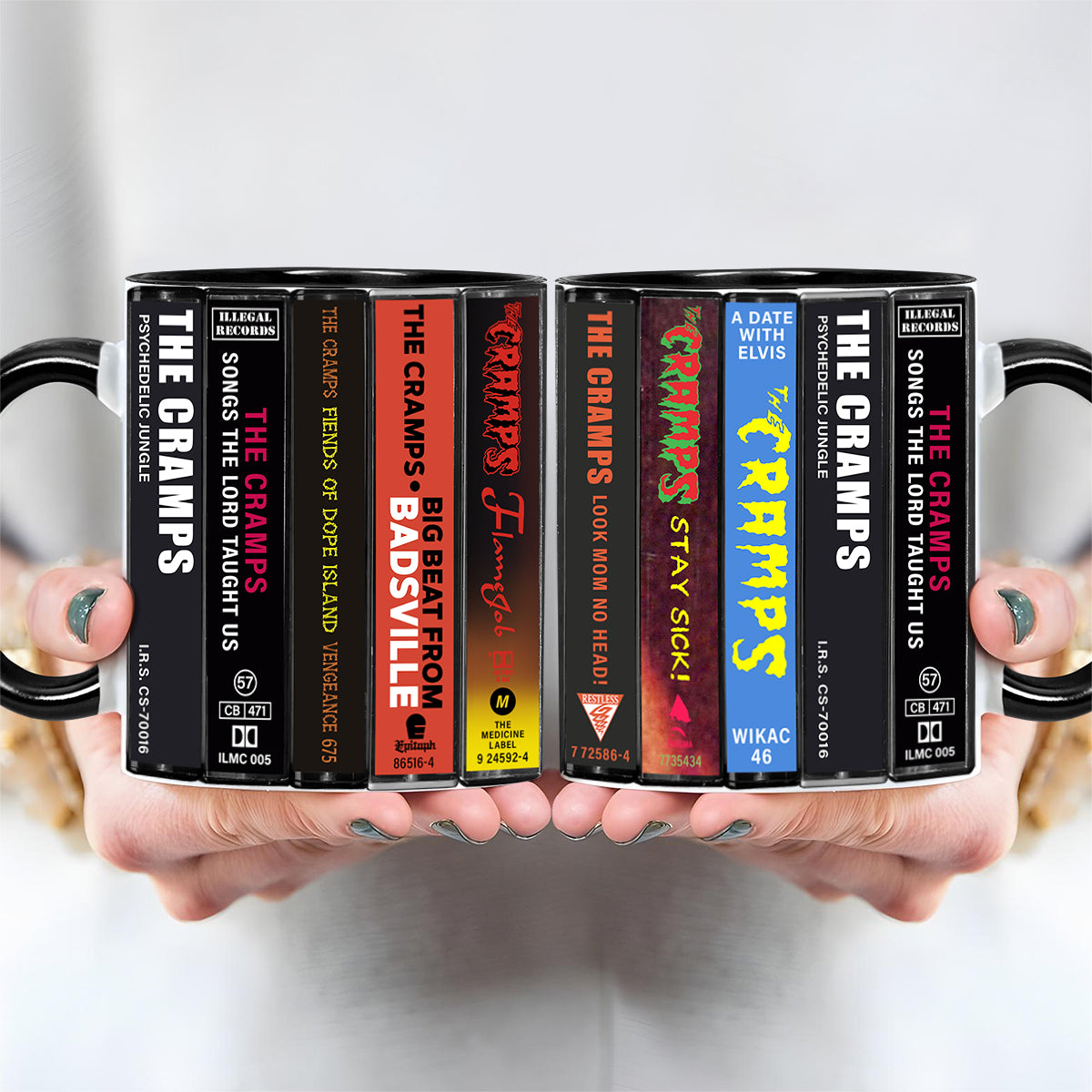 The Cramps Albums Cassette Collection Retro Accent Edge-to-Edge Printed Mug