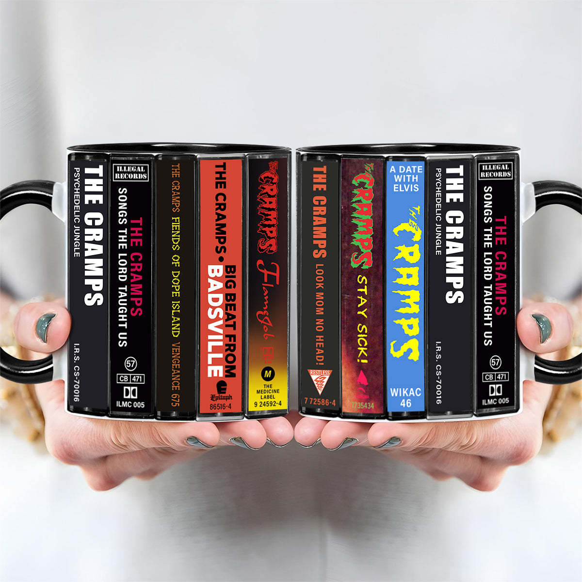 The Cramps Albums Cassette Collection Retro Accent Edge-to-Edge Printed Mug
