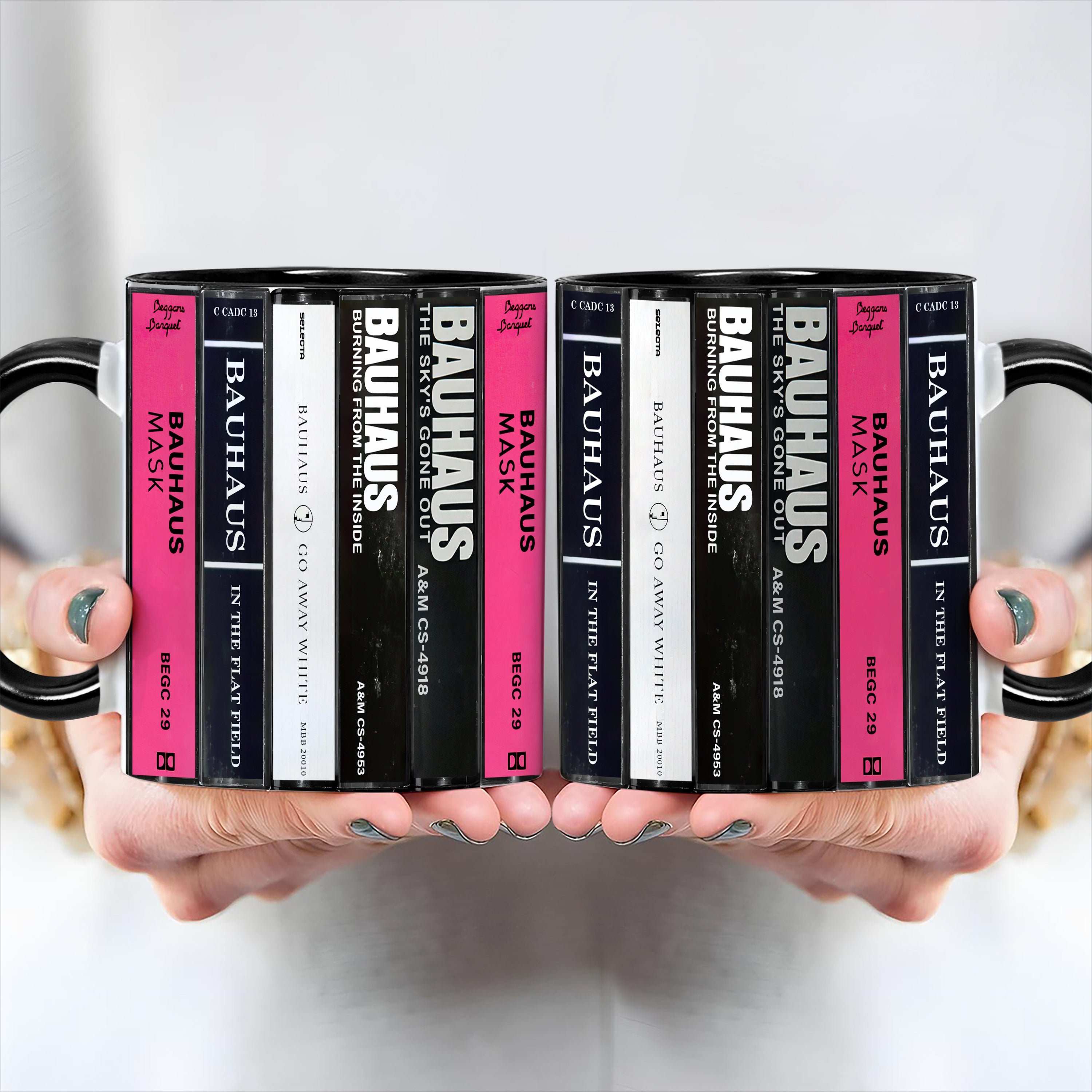 Bauhaus Albums Cassette Collection Retro Accent Edge-to-Edge Printed Mug
