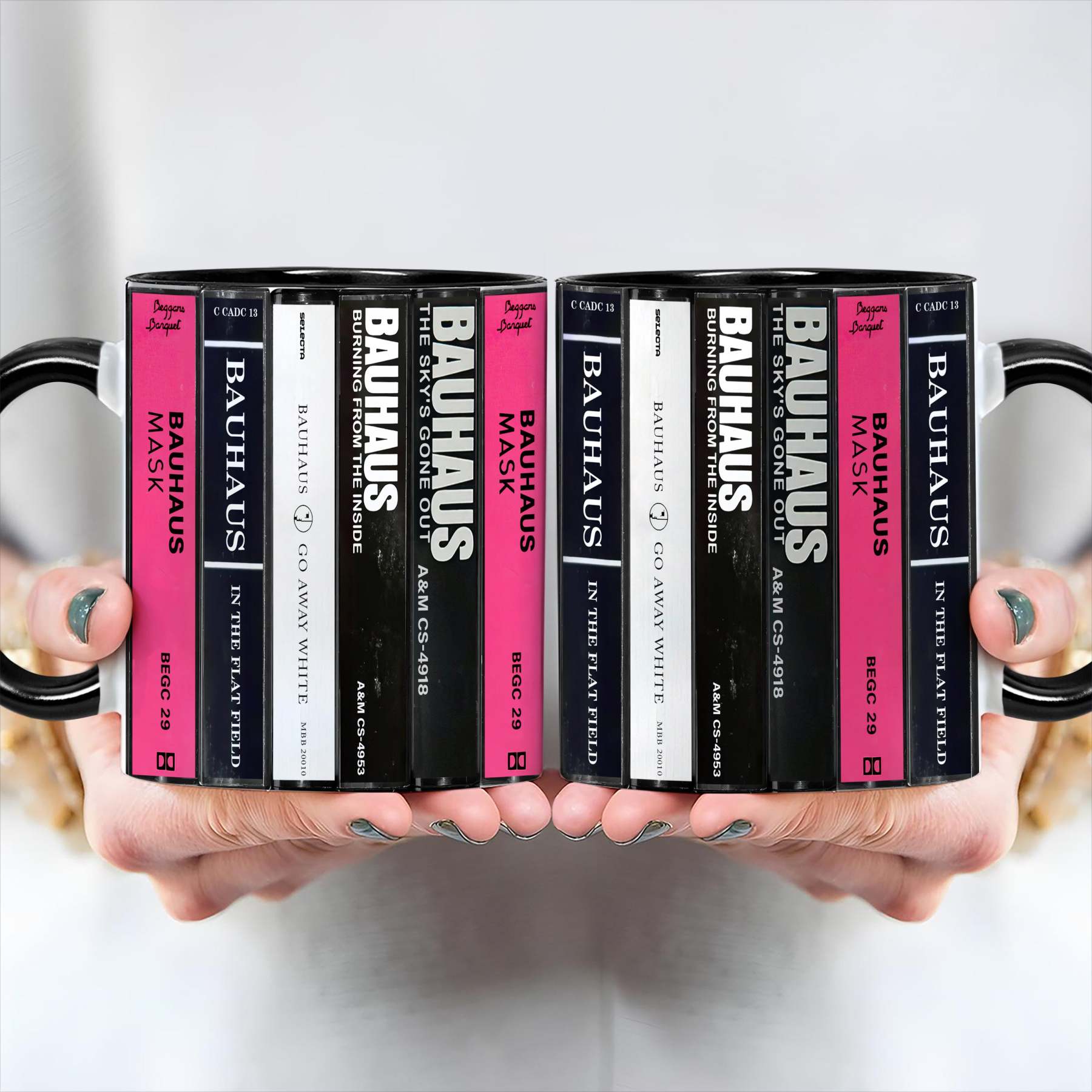 Bauhaus Albums Cassette Collection Retro Accent Edge-to-Edge Printed Mug