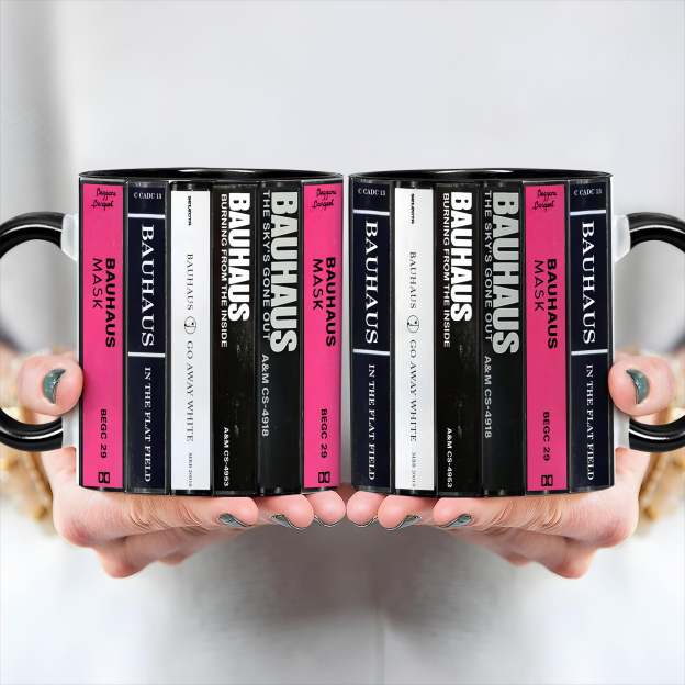 Bauhaus Albums Cassette Collection Retro Accent Edge-to-Edge Printed Mug