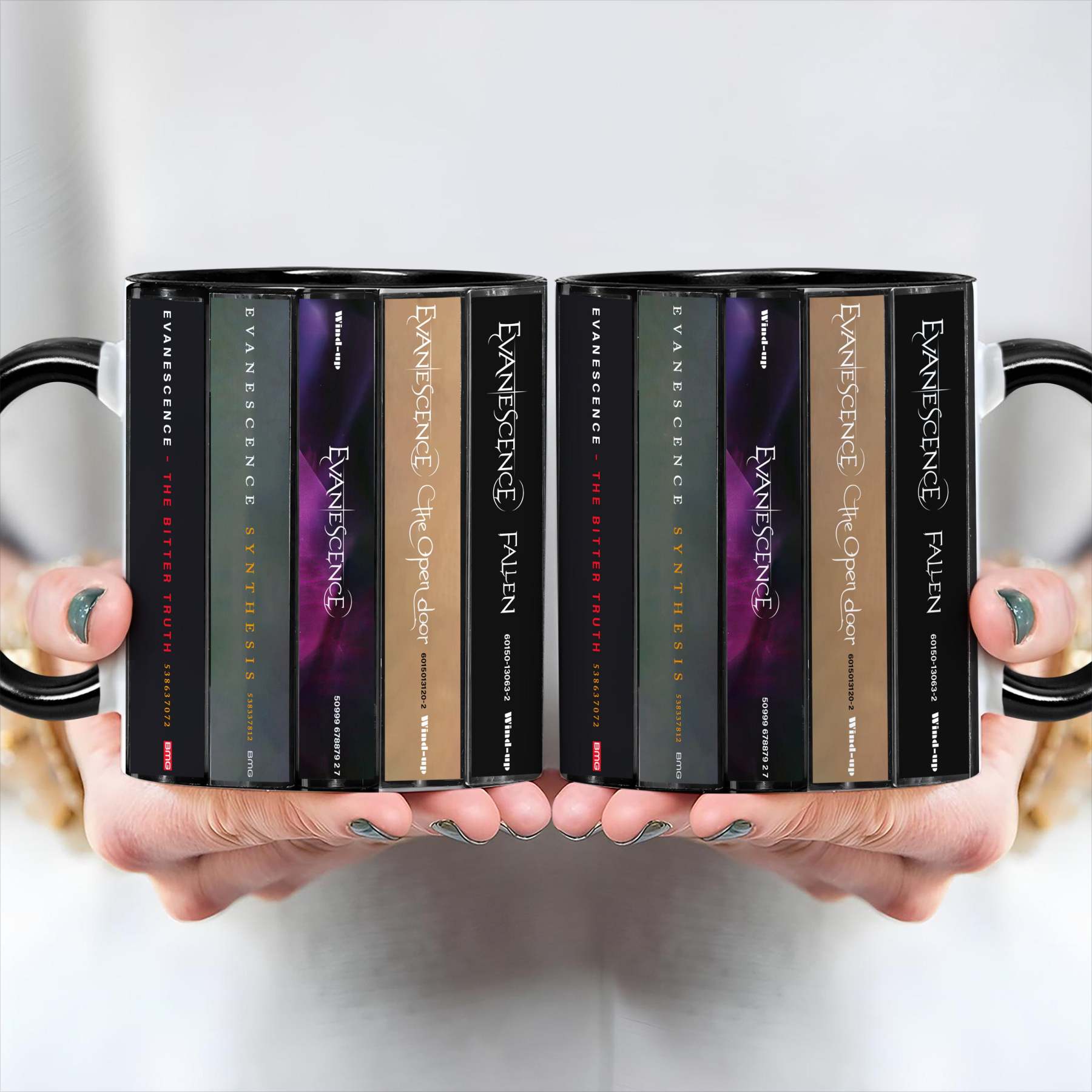 Evanescence Albums Cassette Collection Retro Accent Edge-to-Edge Printed Mug