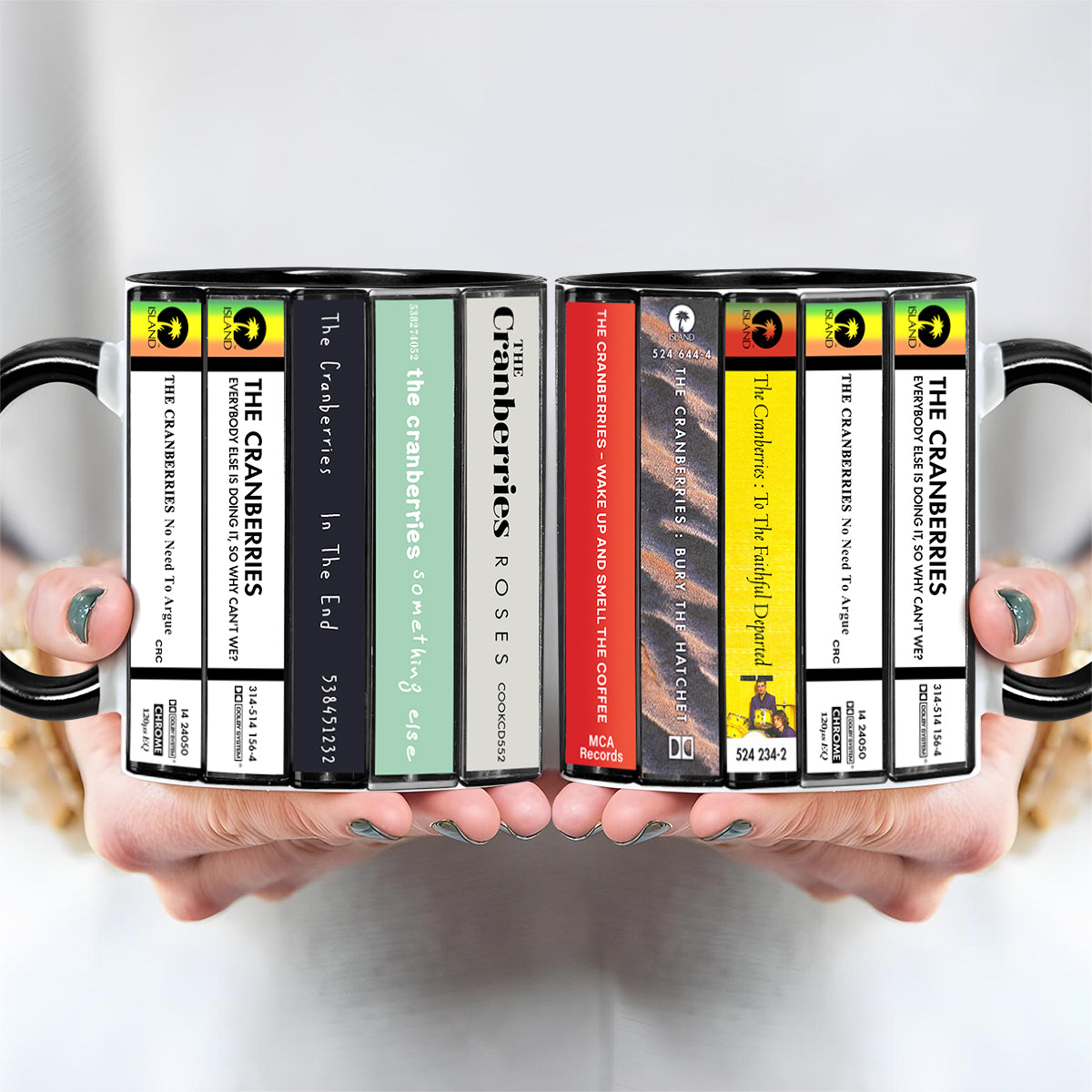 The Cranberries Albums Cassette Collection Retro Accent Edge-to-Edge Printed Mug