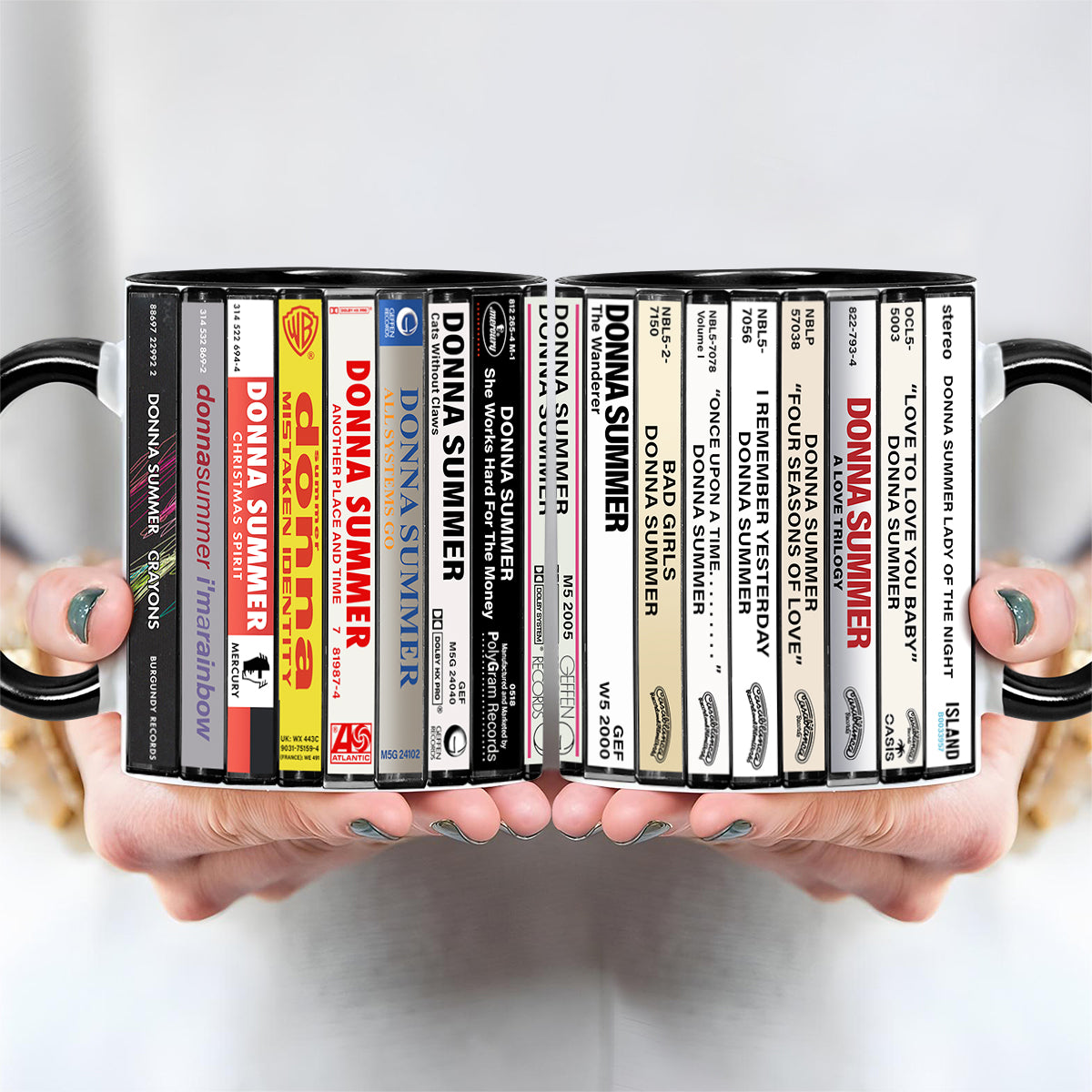 Donna Summer Albums Cassette Collection Retro Accent Edge-to-Edge Printed Mug