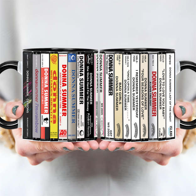 Donna Summer Albums Cassette Collection Retro Accent Edge-to-Edge Printed Mug