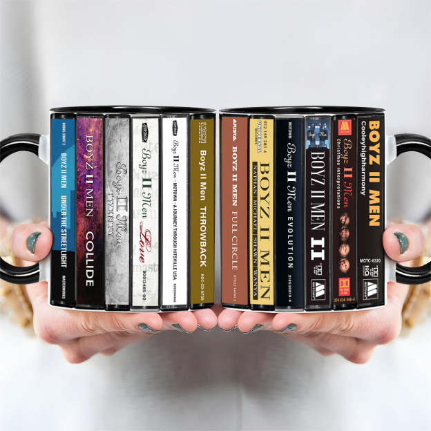 Boyz II Men Albums Cassette Collection Retro Accent Edge-to-Edge Printed Mug