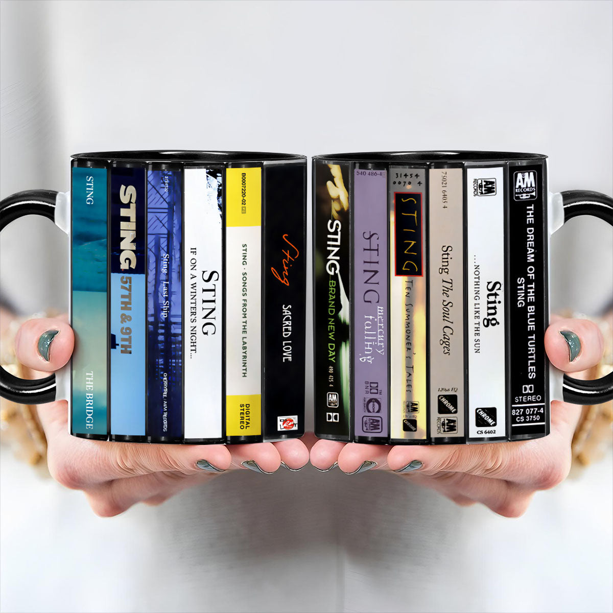 Sting Albums Cassette Collection Retro Accent Edge-to-Edge Printed Mug